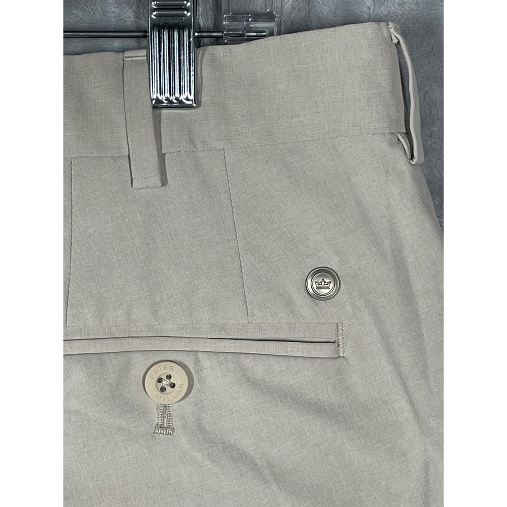 Peter Millar Crown Crafted Mens 36x32 Beige Flat Front Performance Pants Chinos